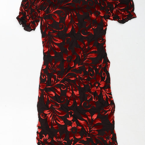 Nasty Gal Womens Multicoloured Floral Polyester Bodycon Size 6 Round Neck Pullover