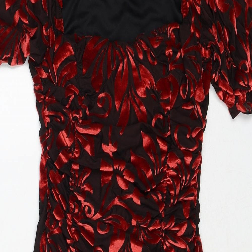 Nasty Gal Womens Multicoloured Floral Polyester Bodycon Size 6 Round Neck Pullover