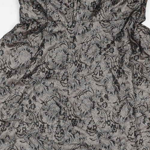 A Wear Womens Brown Floral Polyester Fit & Flare Size 14 Sweetheart Zip