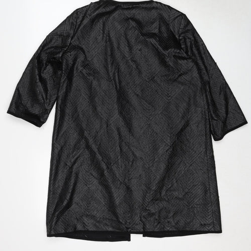 Penny Black Womens Black Geometric Polyester Jacket Coat Size 12 Hook & Loop