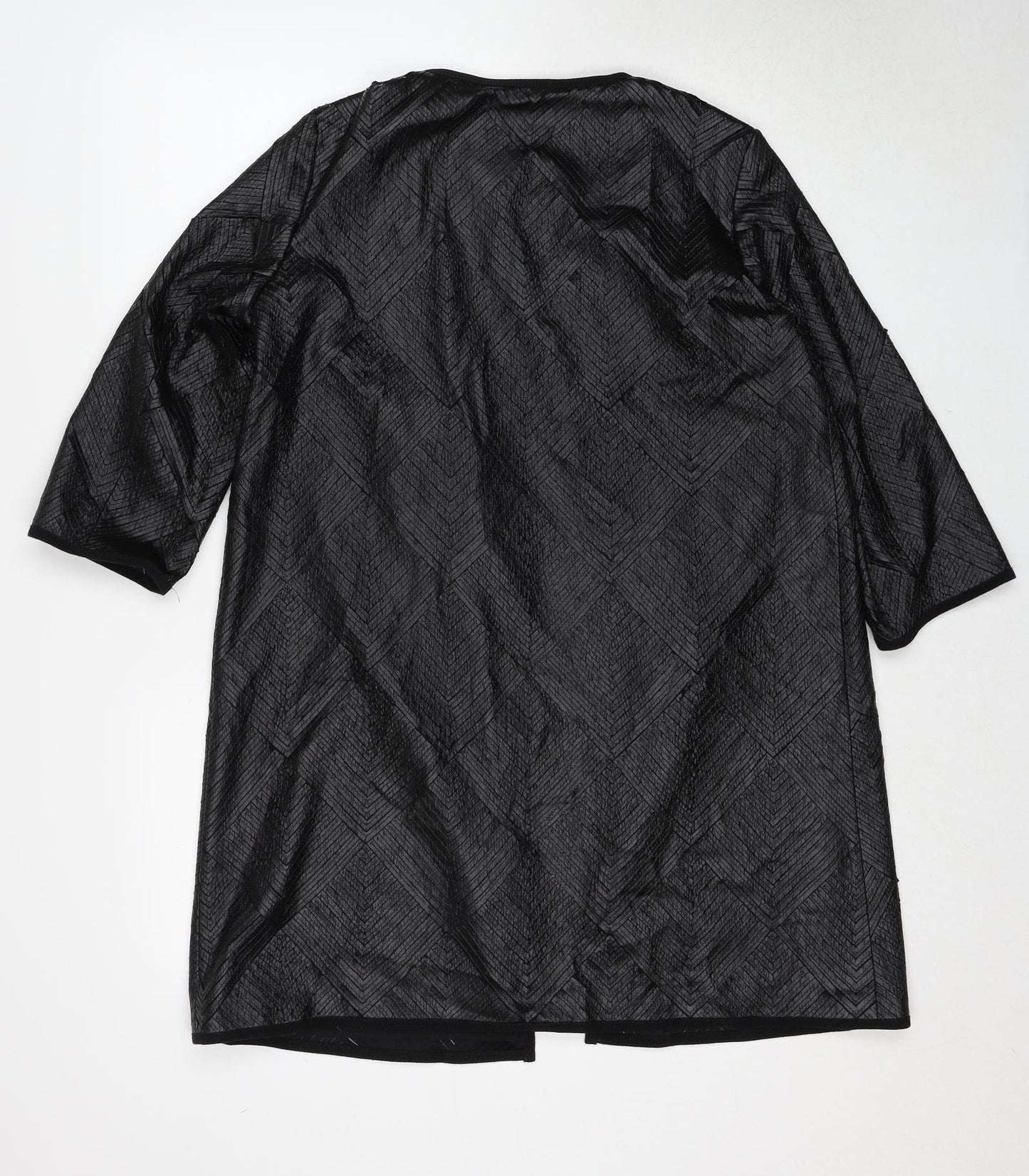 Penny Black Womens Black Geometric Polyester Jacket Coat Size 12 Hook & Loop