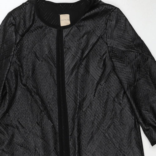 Penny Black Womens Black Geometric Polyester Jacket Coat Size 12 Hook & Loop