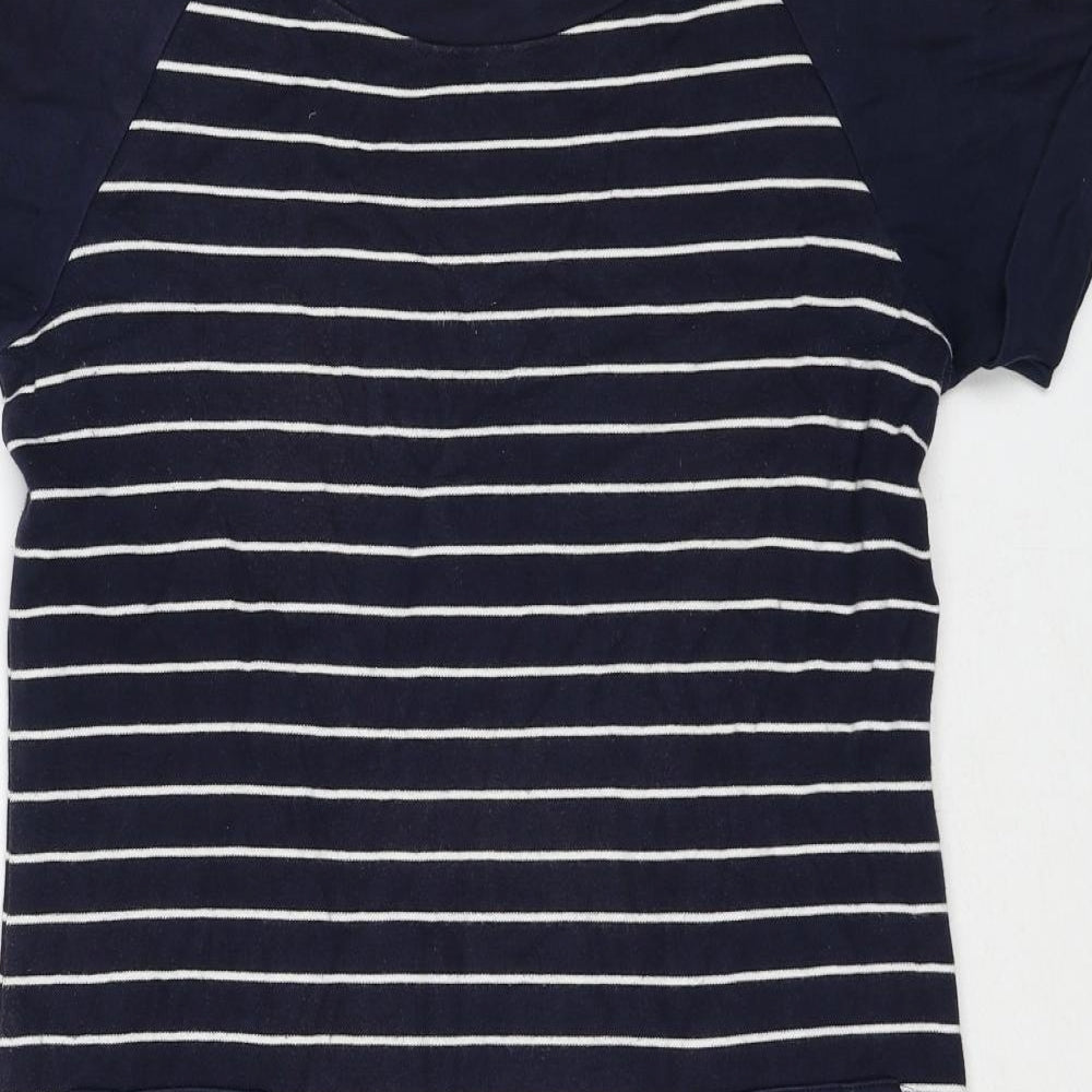 Marks and Spencer Womens Blue Striped Cotton T-Shirt Dress Size 10 Round Neck Pullover