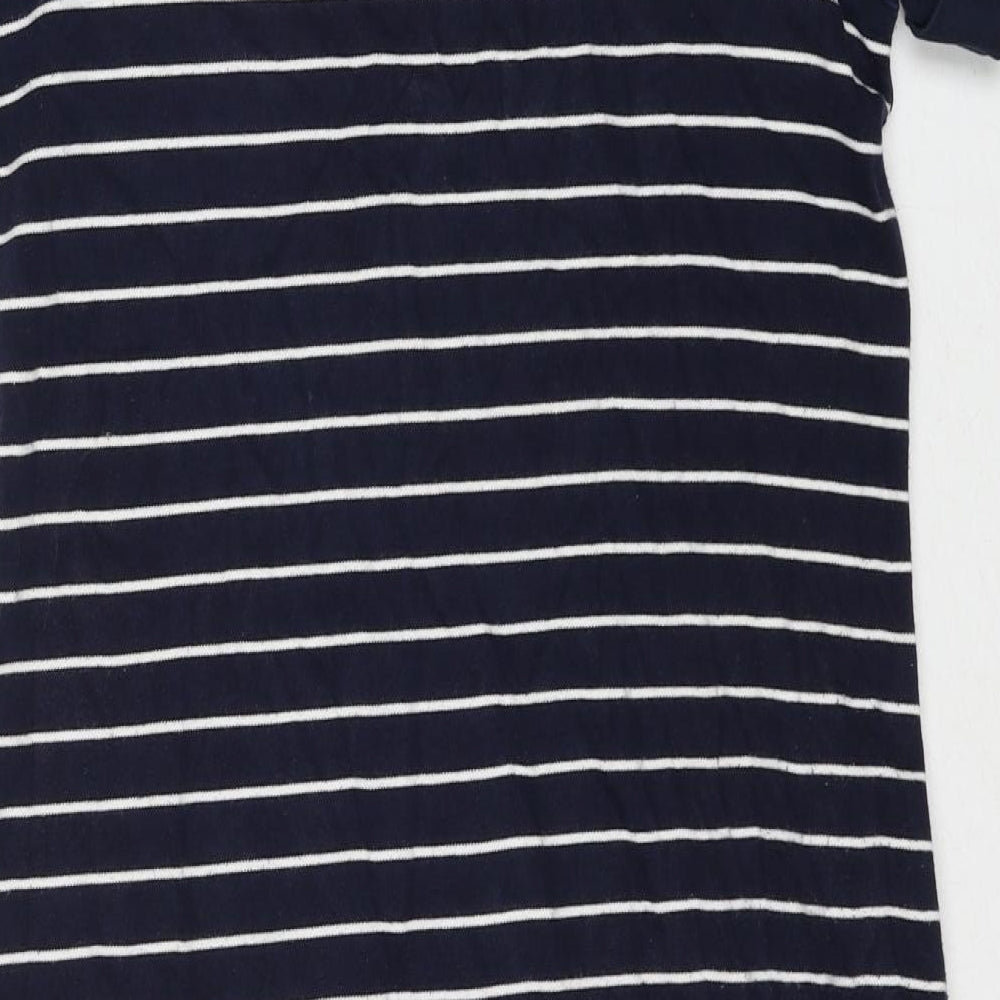 Marks and Spencer Womens Blue Striped Cotton T-Shirt Dress Size 10 Round Neck Pullover