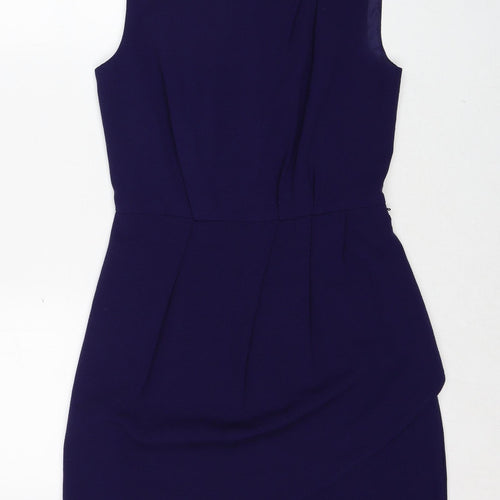 Oasis Womens Purple Polyester Shift Size 8 Round Neck Zip