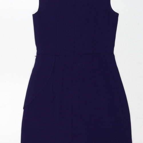 Oasis Womens Purple Polyester Shift Size 8 Round Neck Zip