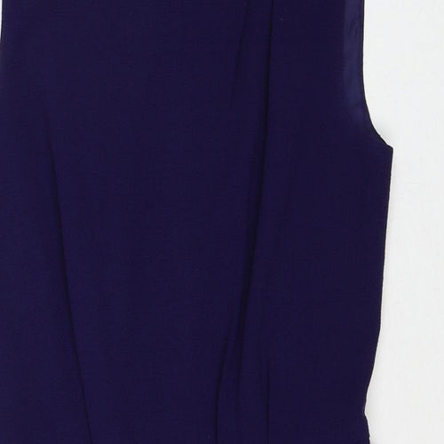 Oasis Womens Purple Polyester Shift Size 8 Round Neck Zip
