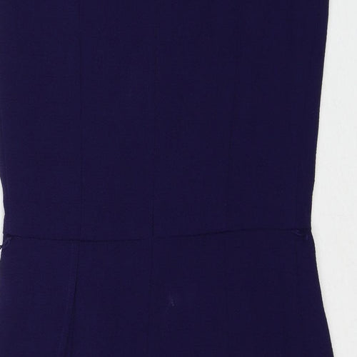 Oasis Womens Purple Polyester Shift Size 8 Round Neck Zip
