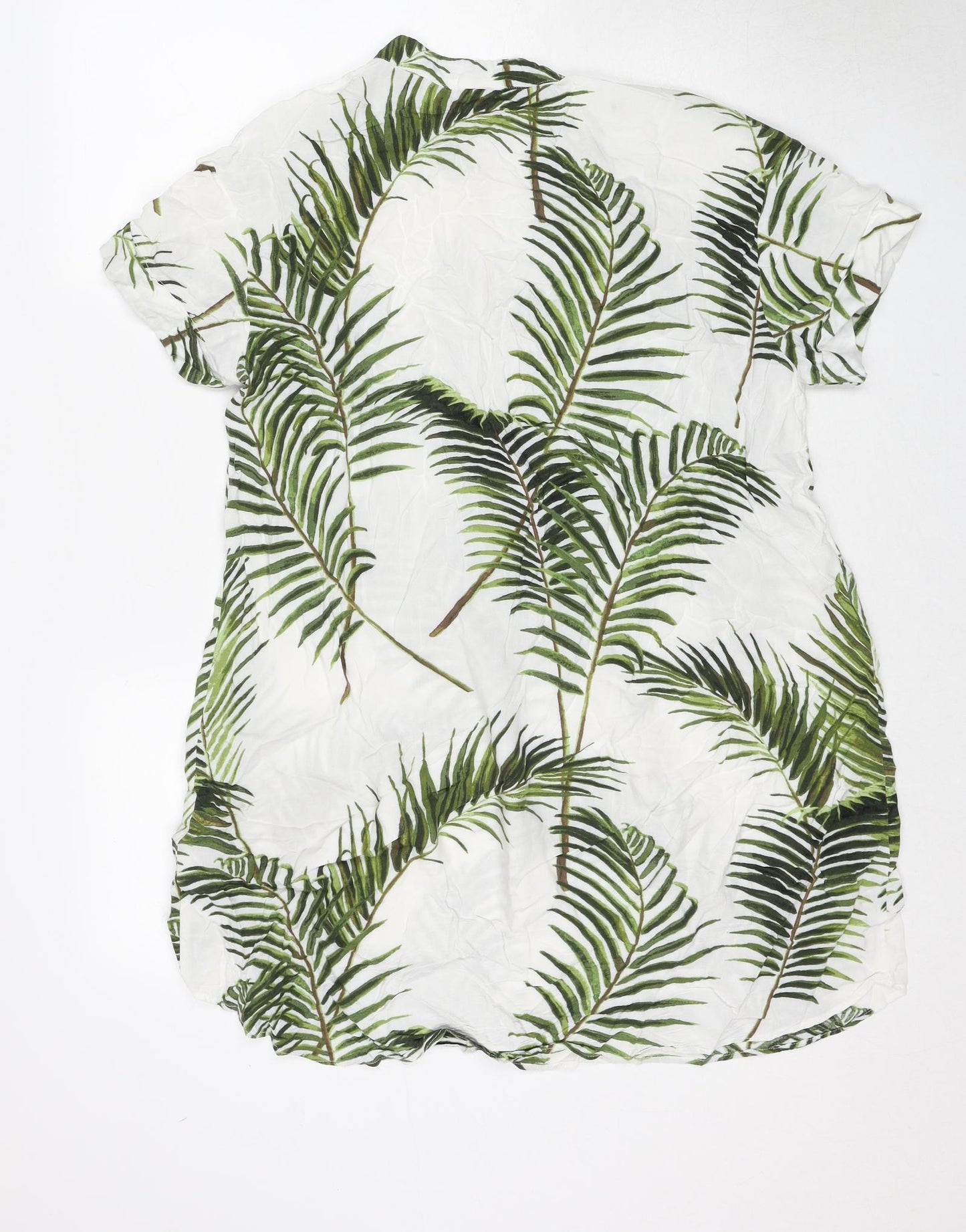 H&M Womens White Floral Viscose Cover Up Size 12 Pullover - Leaf Print