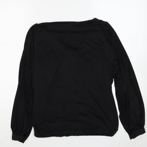 Debenhams Womens Black Polyester Basic Blouse Size 10 V-Neck - Ruched Detail
