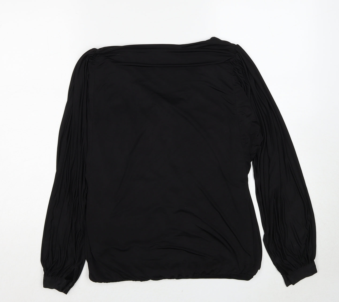 Debenhams Womens Black Polyester Basic Blouse Size 10 V-Neck - Ruched Detail
