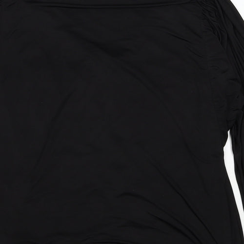 Debenhams Womens Black Polyester Basic Blouse Size 10 V-Neck - Ruched Detail