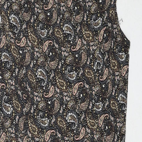 Warehouse Womens Multicoloured Paisley Viscose A-Line Size 12 Round Neck Zip
