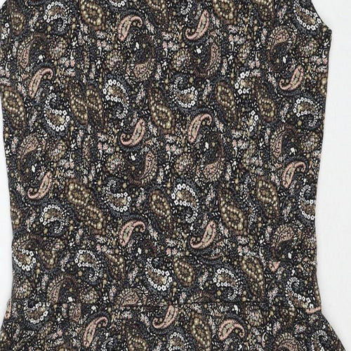 Warehouse Womens Multicoloured Paisley Viscose A-Line Size 12 Round Neck Zip