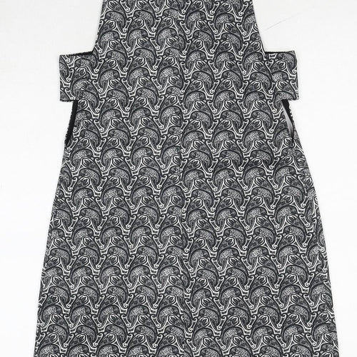 Topshop Womens Black Geometric Polyester A-Line Size 8 Round Neck Zip