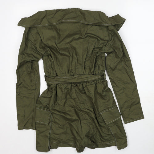 PRETTYLITTLETHING Womens Green Cotton Playsuit One-Piece Size 8 Pullover