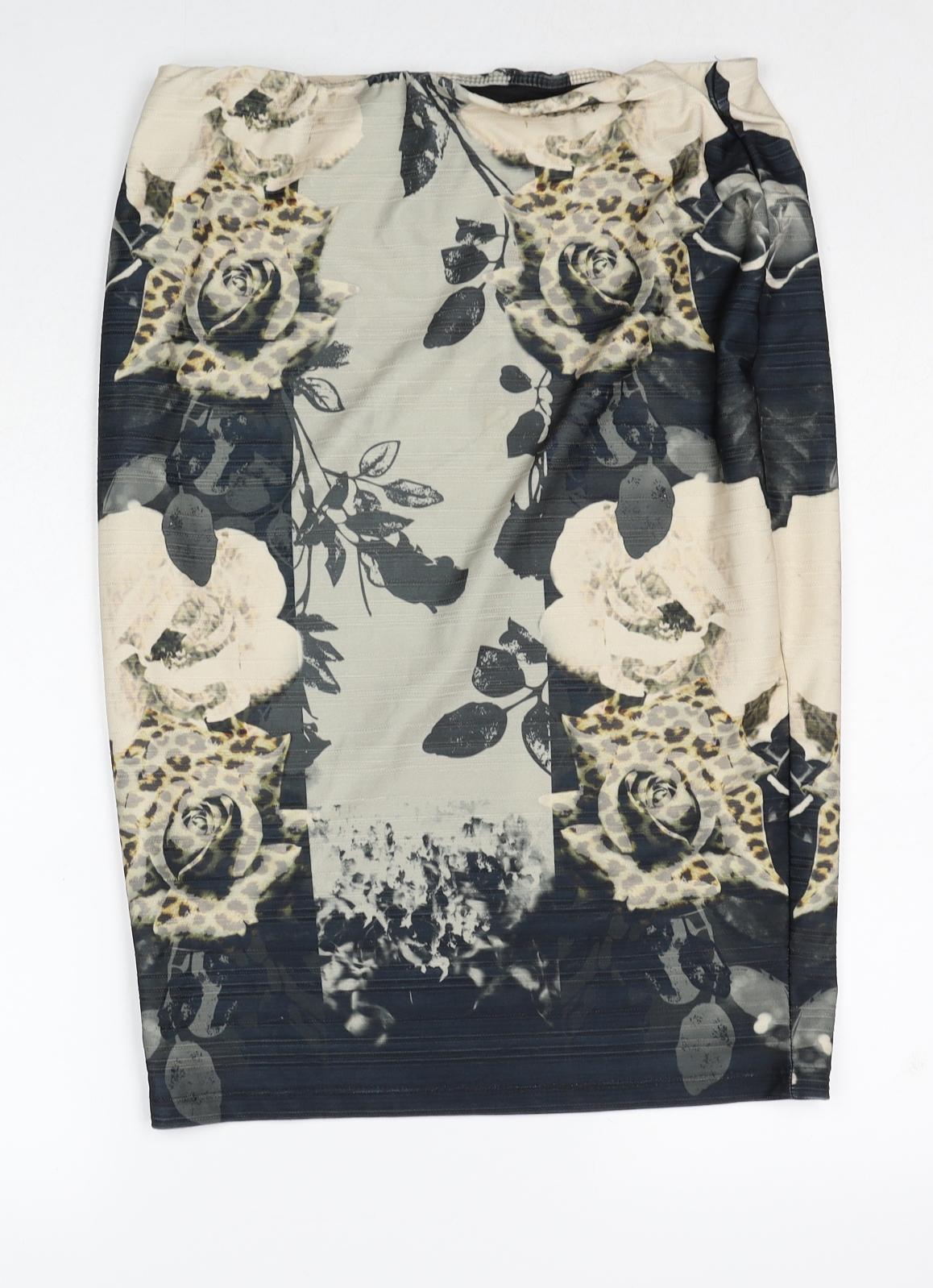 NEXT Womens Multicoloured Floral Polyester Straight & Pencil Skirt Size 14