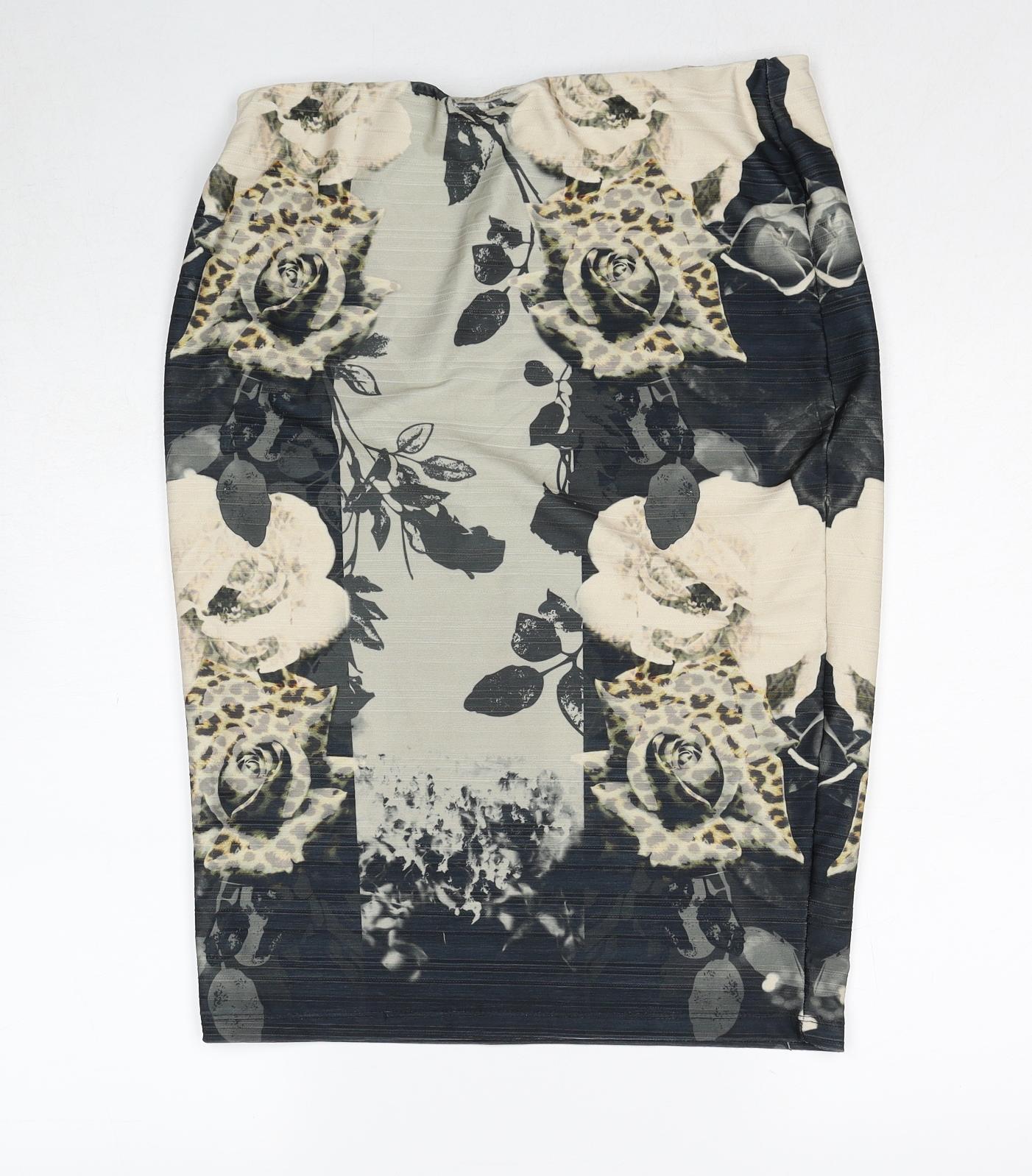 NEXT Womens Multicoloured Floral Polyester Straight & Pencil Skirt Size 14