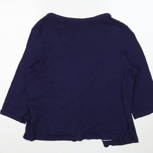 Marks and Spencer Womens Blue Geometric Viscose Basic Blouse Size 20 Scoop Neck - 2 in 1 Top