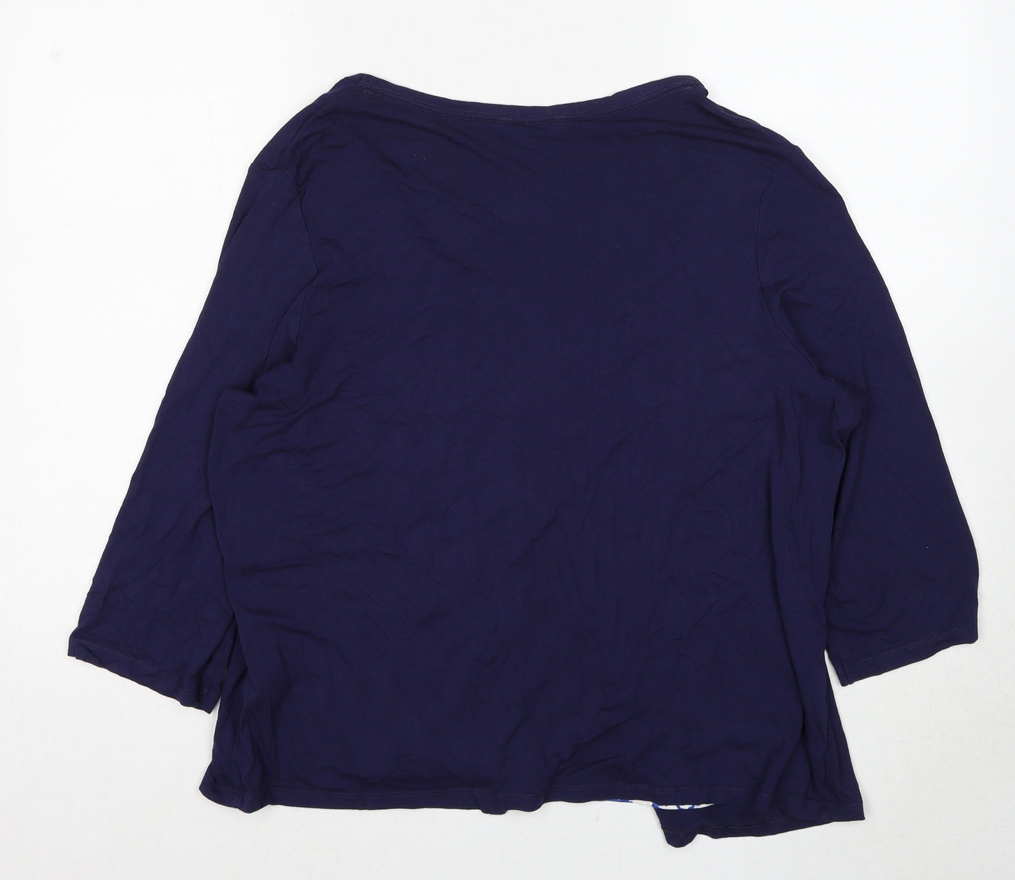 Marks and Spencer Womens Blue Geometric Viscose Basic Blouse Size 20 Scoop Neck - 2 in 1 Top