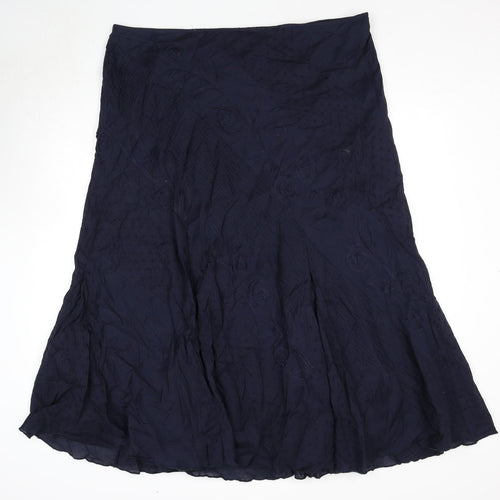 Per Una Womens Blue Geometric Cotton Swing Skirt Size 20 Zip