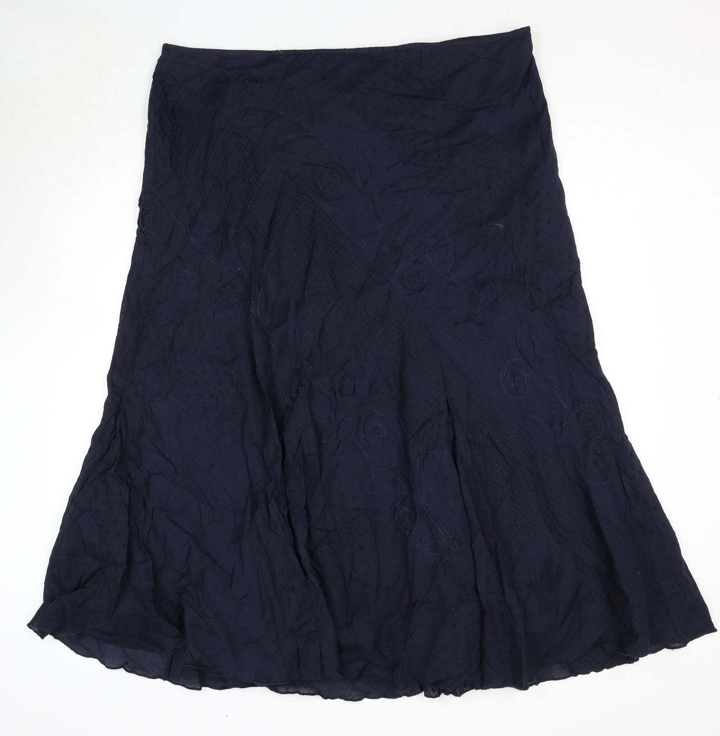 Per Una Womens Blue Geometric Cotton Swing Skirt Size 20 Zip