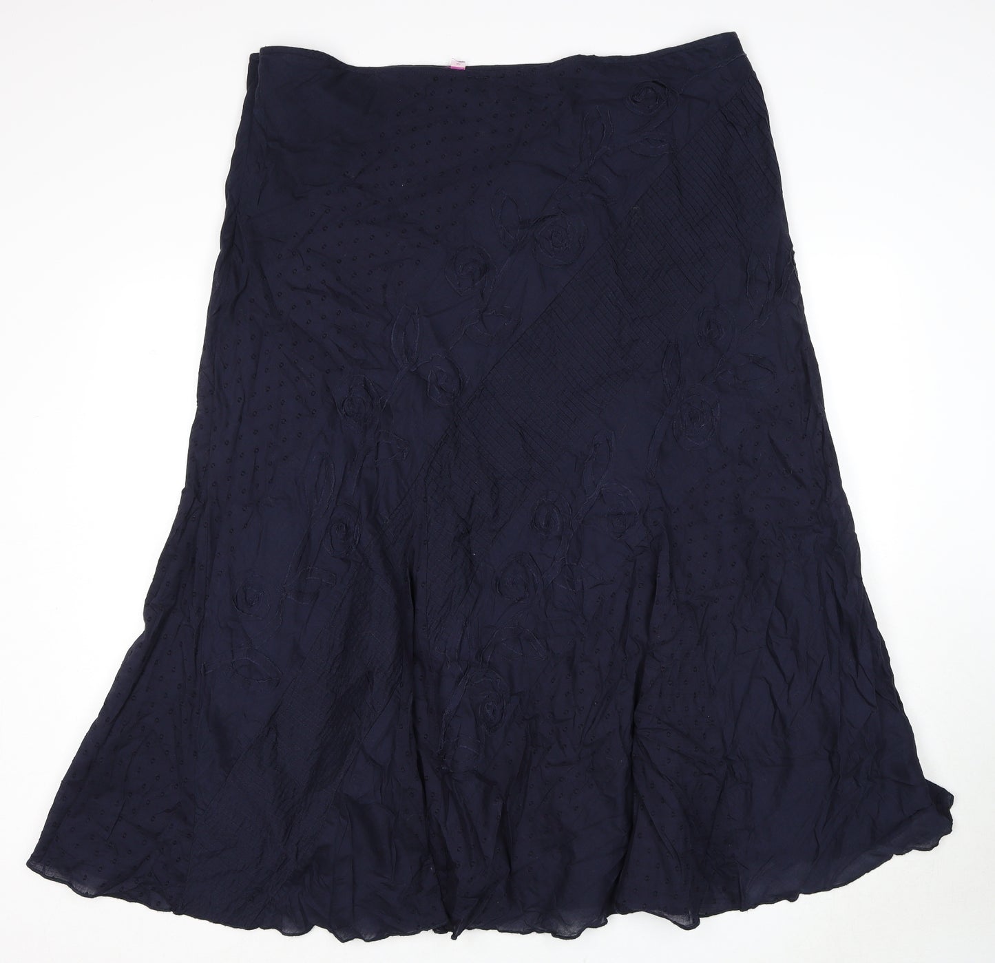 Per Una Womens Blue Geometric Cotton Swing Skirt Size 20 Zip
