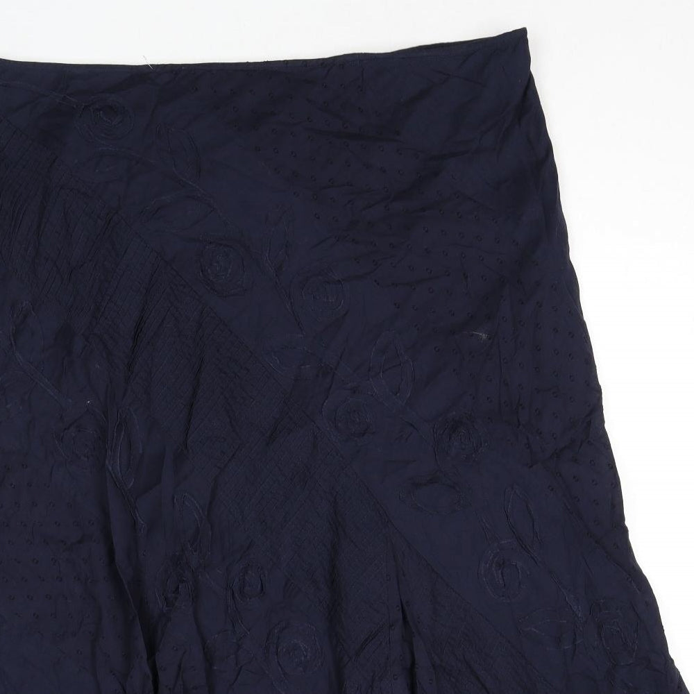 Per Una Womens Blue Geometric Cotton Swing Skirt Size 20 Zip