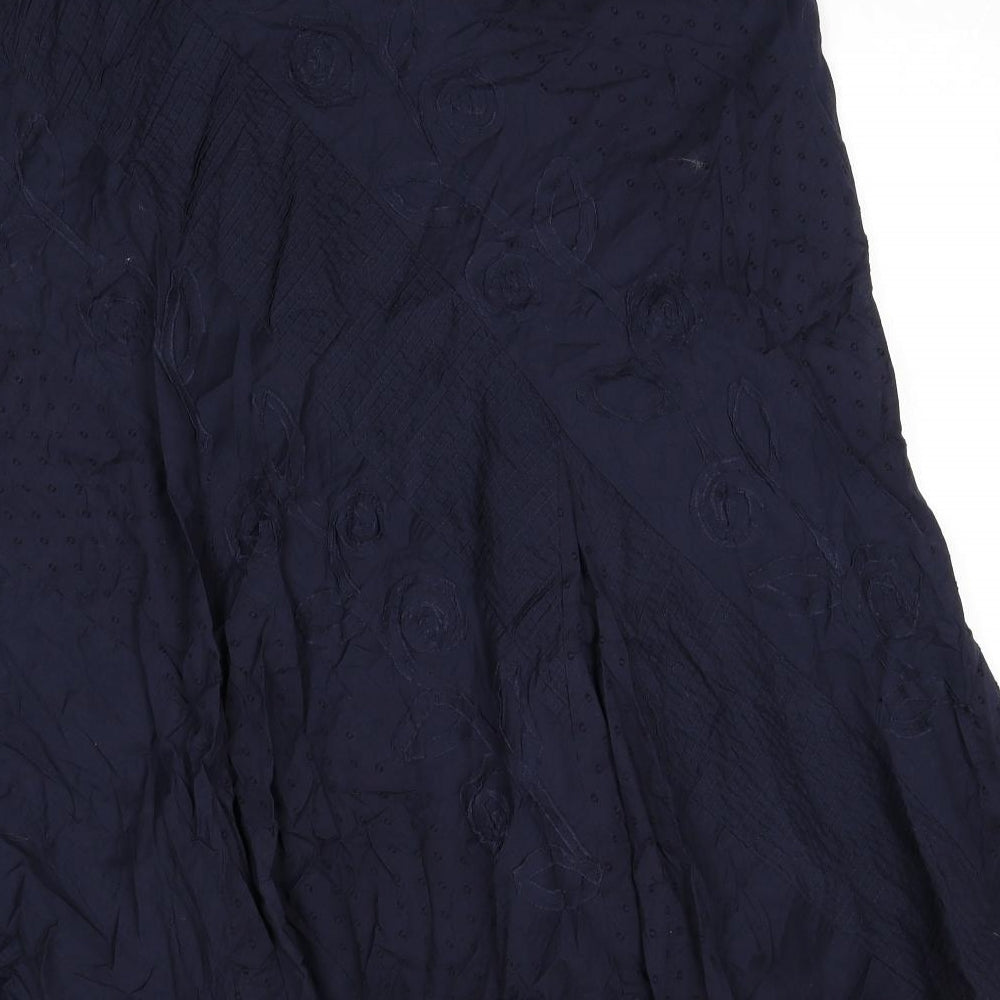 Per Una Womens Blue Geometric Cotton Swing Skirt Size 20 Zip