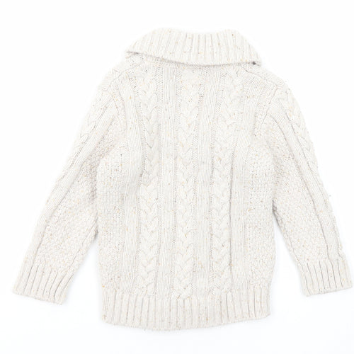 NEXT Boys Beige Collared Cotton Cardigan Jumper Size 2-3 Years Button