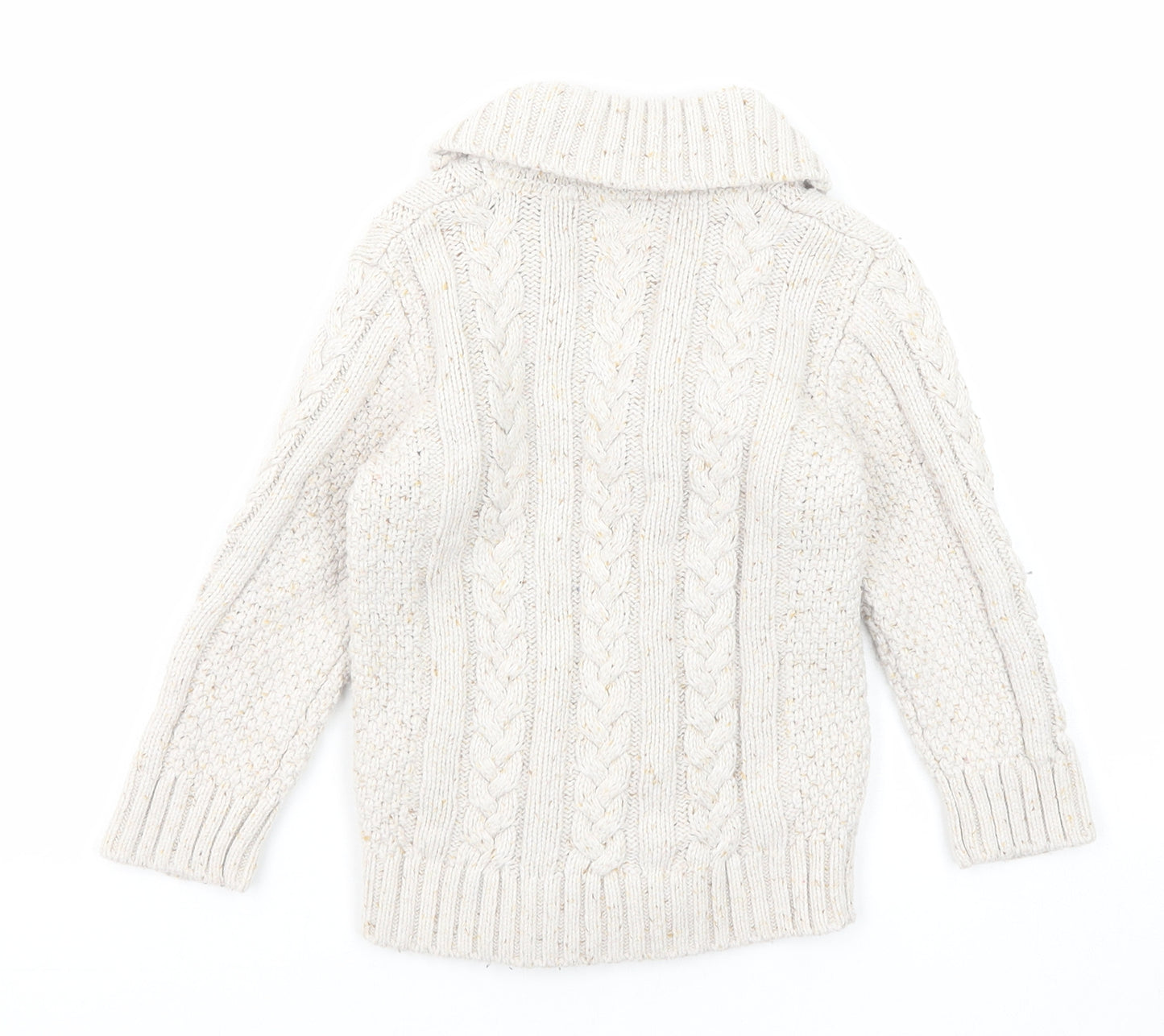 NEXT Boys Beige Collared Cotton Cardigan Jumper Size 2-3 Years Button