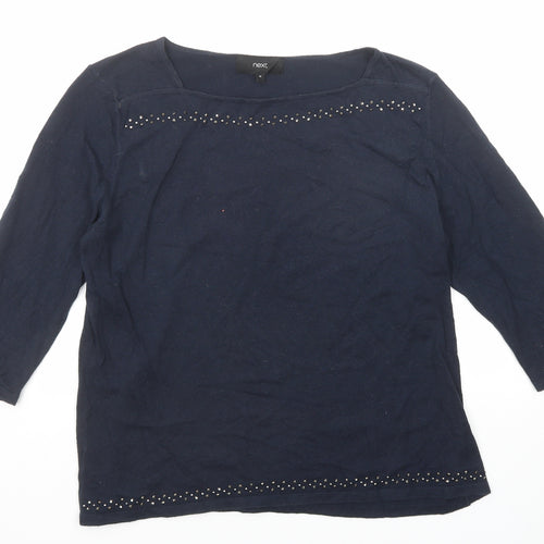 NEXT Womens Blue Square Neck Acrylic Pullover Jumper Size 18