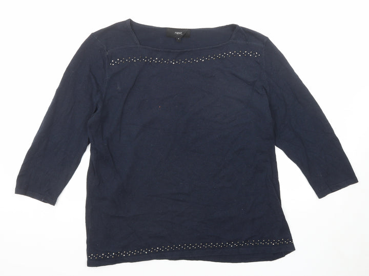 NEXT Womens Blue Square Neck Acrylic Pullover Jumper Size 18