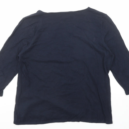 NEXT Womens Blue Square Neck Acrylic Pullover Jumper Size 18