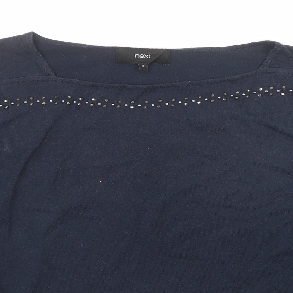 NEXT Womens Blue Square Neck Acrylic Pullover Jumper Size 18