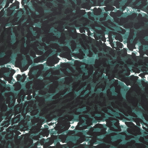 Marks and Spencer Womens Green Animal Print Viscose Basic Blouse Size 16 Boat Neck - Leopard Print