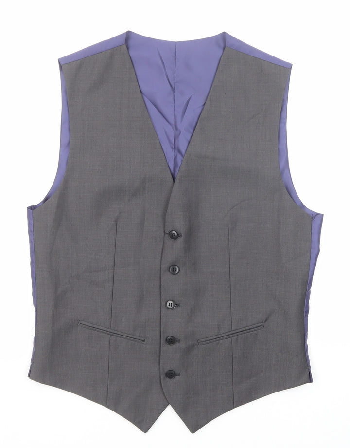 Marks and Spencer Mens Grey Wool Jacket Suit Waistcoat Size 36 Regular