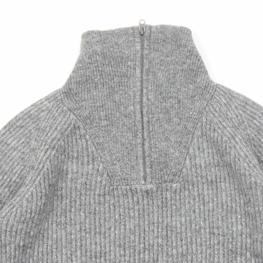 Marks and Spencer Womens Grey High Neck Acrylic Henley Jumper Size M