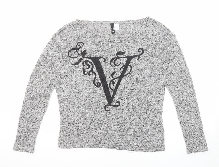 Divided by H&M Womens Grey Round Neck Viscose Pullover Jumper Size XS