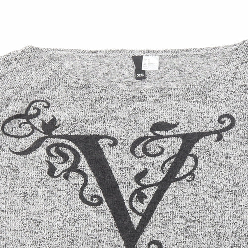 Divided by H&M Womens Grey Round Neck Viscose Pullover Jumper Size XS