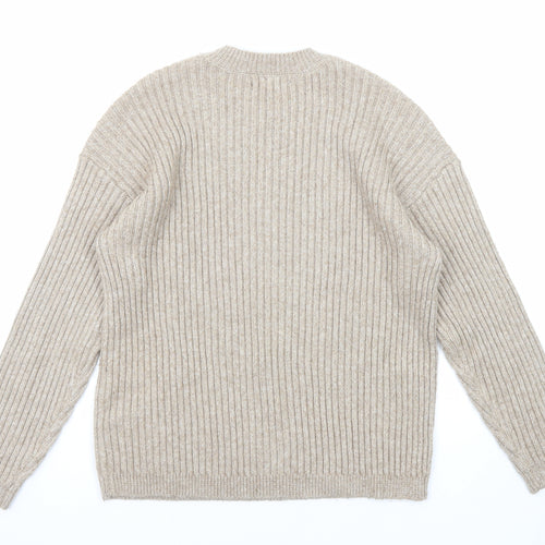 Marks and Spencer Womens Beige Round Neck Polyester Pullover Jumper Size M