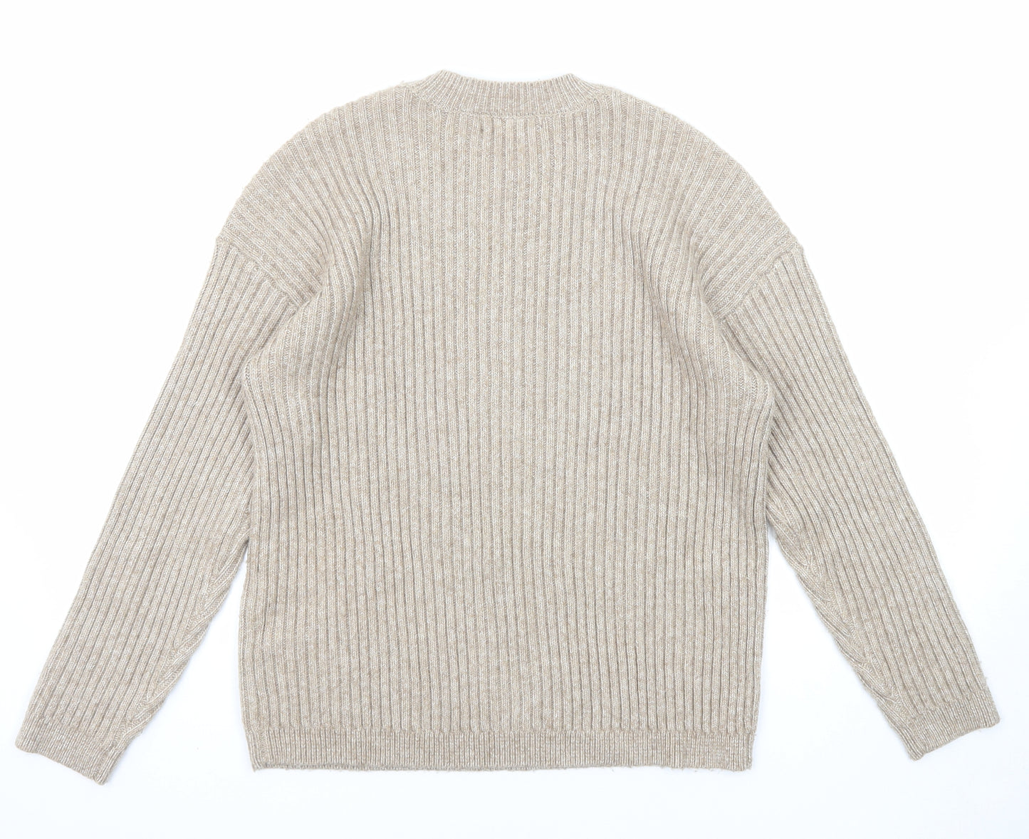 Marks and Spencer Womens Beige Round Neck Polyester Pullover Jumper Size M