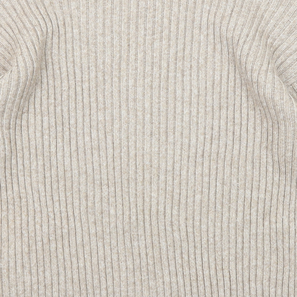 Marks and Spencer Womens Beige Round Neck Polyester Pullover Jumper Size M