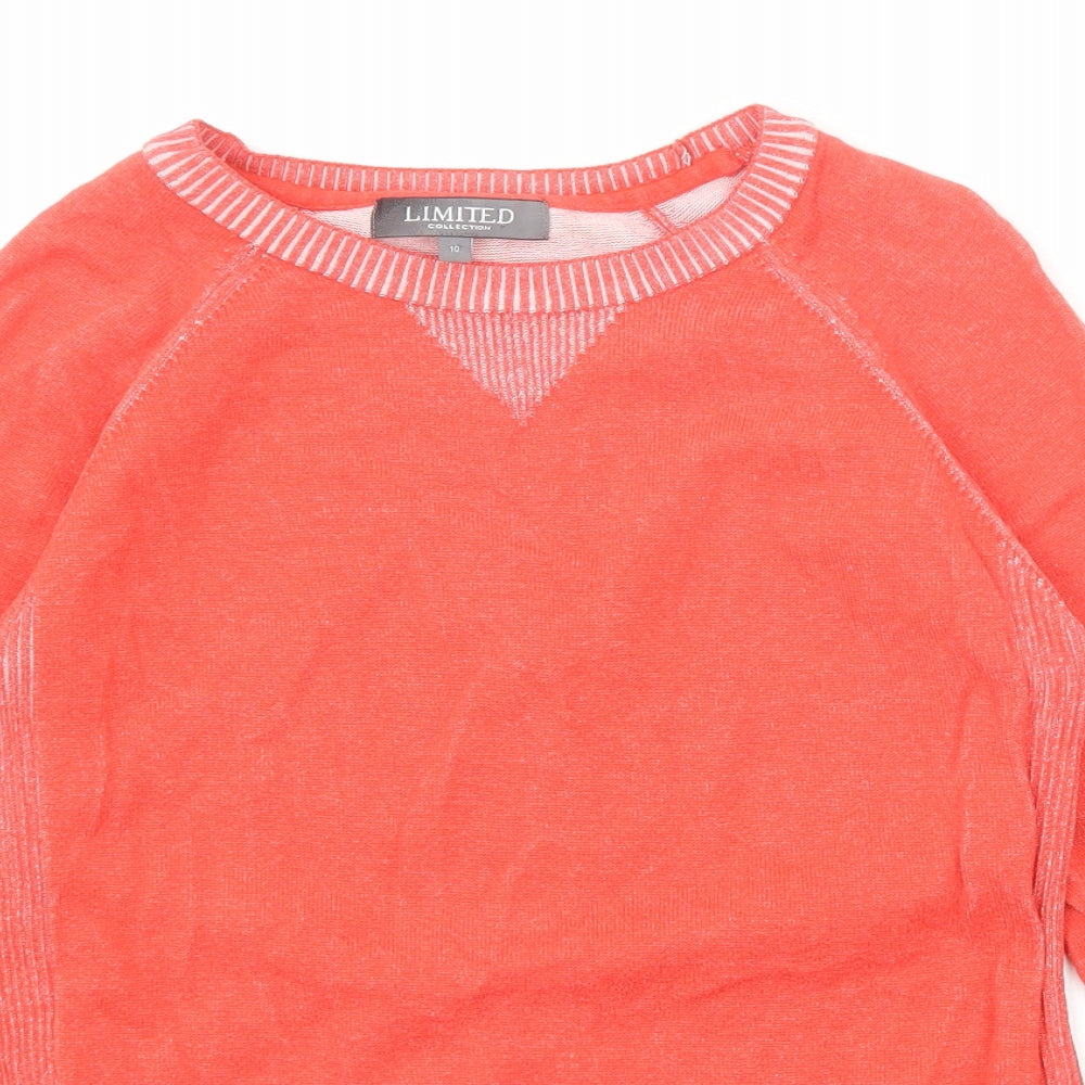 Limited Collection Womens Red Round Neck Cotton Pullover Jumper Size 10