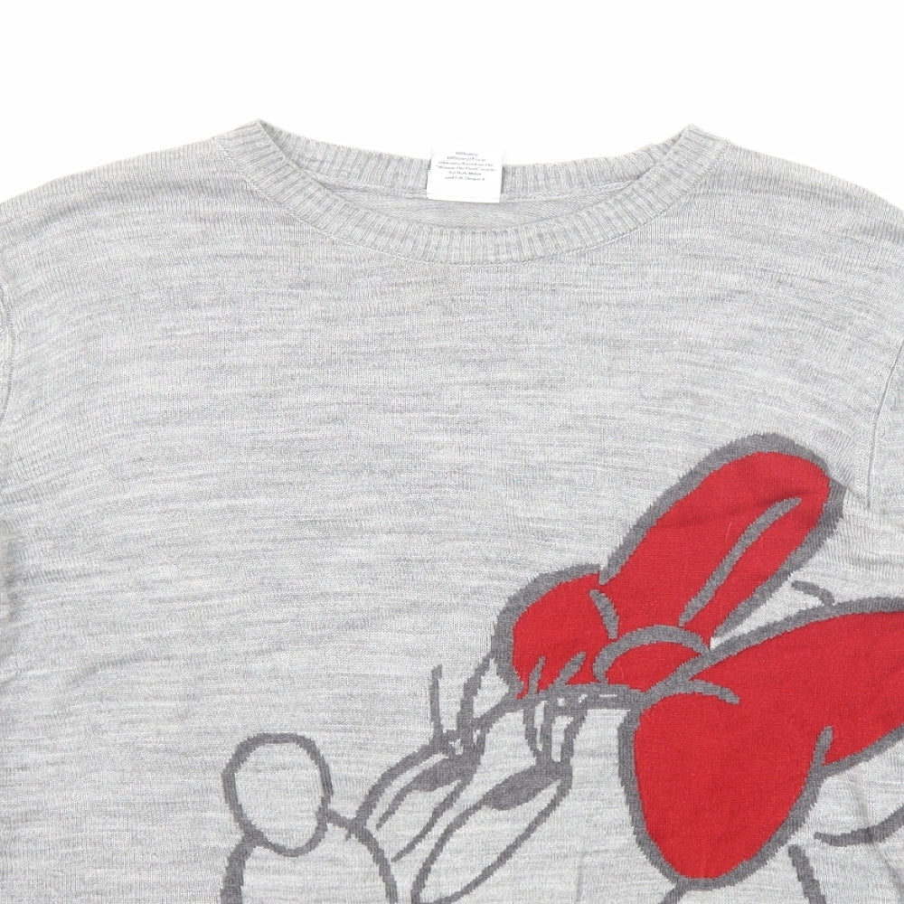 Disney Womens Grey Round Neck Acrylic Pullover Jumper Size 14 - Minnie Mouse