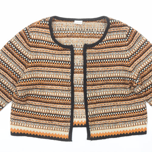 Together Womens Multicoloured Round Neck Geometric Acrylic Cardigan Jumper Size 20