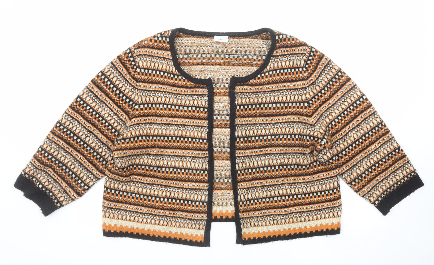 Together Womens Multicoloured Round Neck Geometric Acrylic Cardigan Jumper Size 20