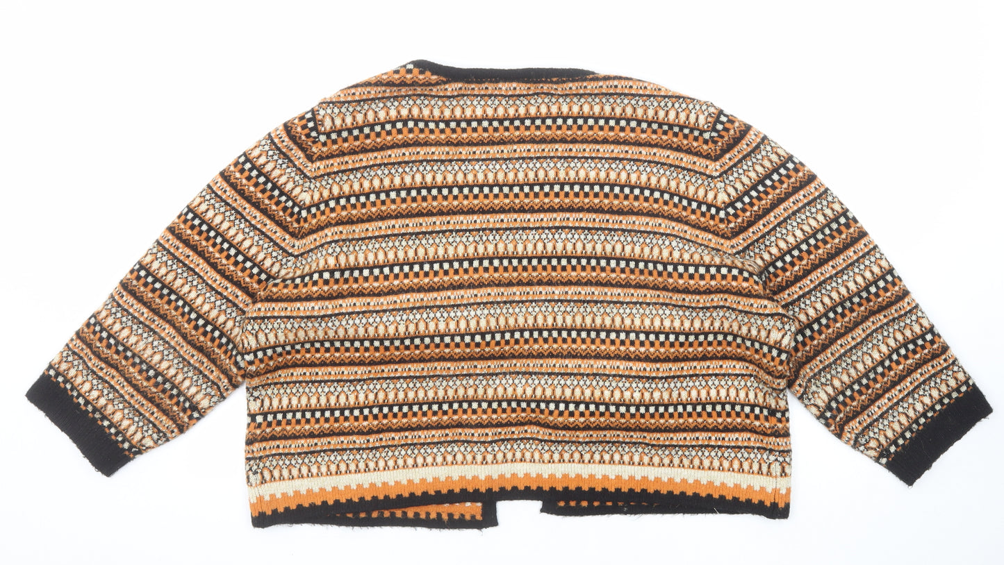 Together Womens Multicoloured Round Neck Geometric Acrylic Cardigan Jumper Size 20
