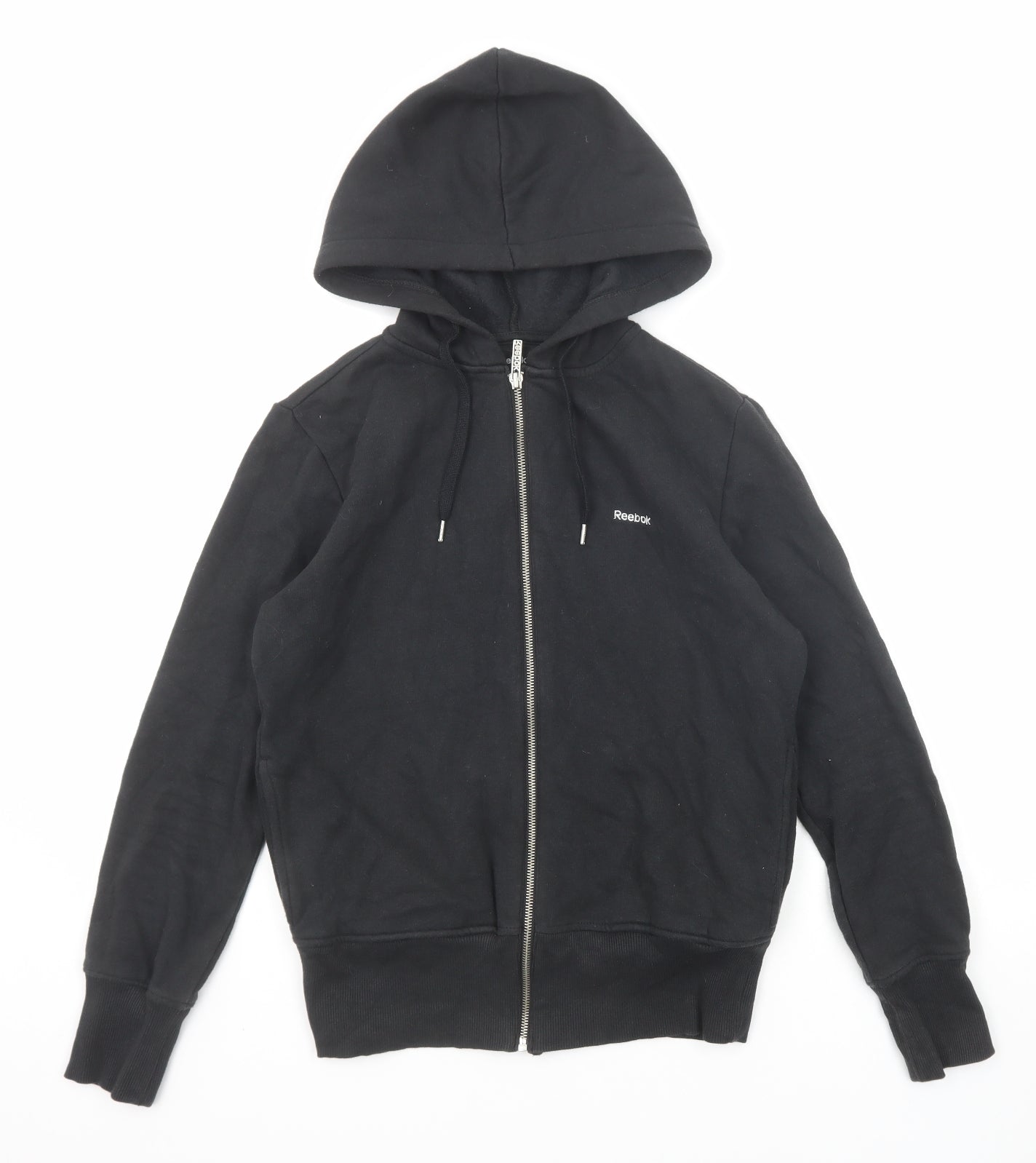 Reebok Mens Black Cotton Full Zip Hoodie Size S