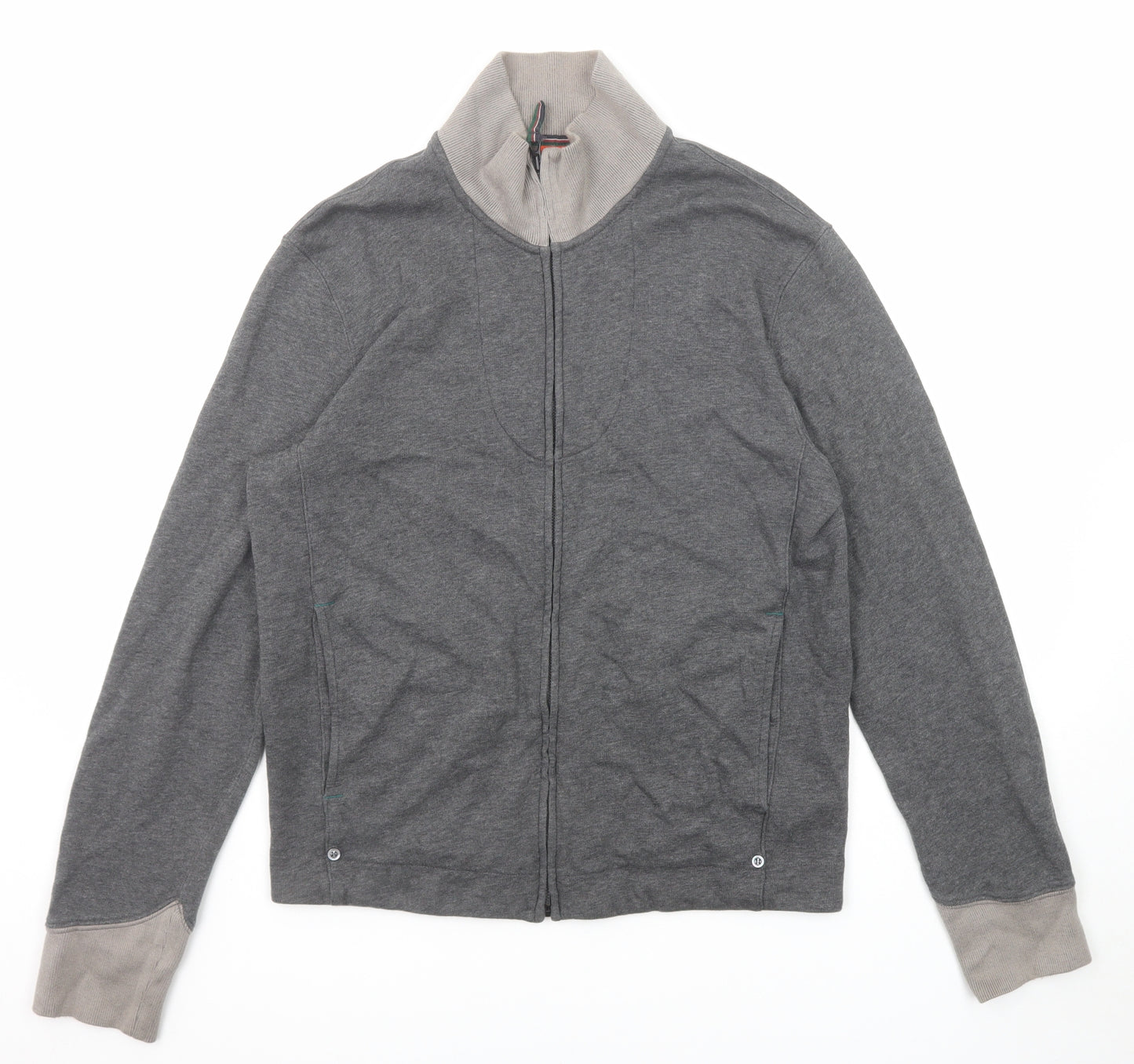 HUGO BOSS Mens Grey Polyester Full Zip Sweatshirt Size L Zip